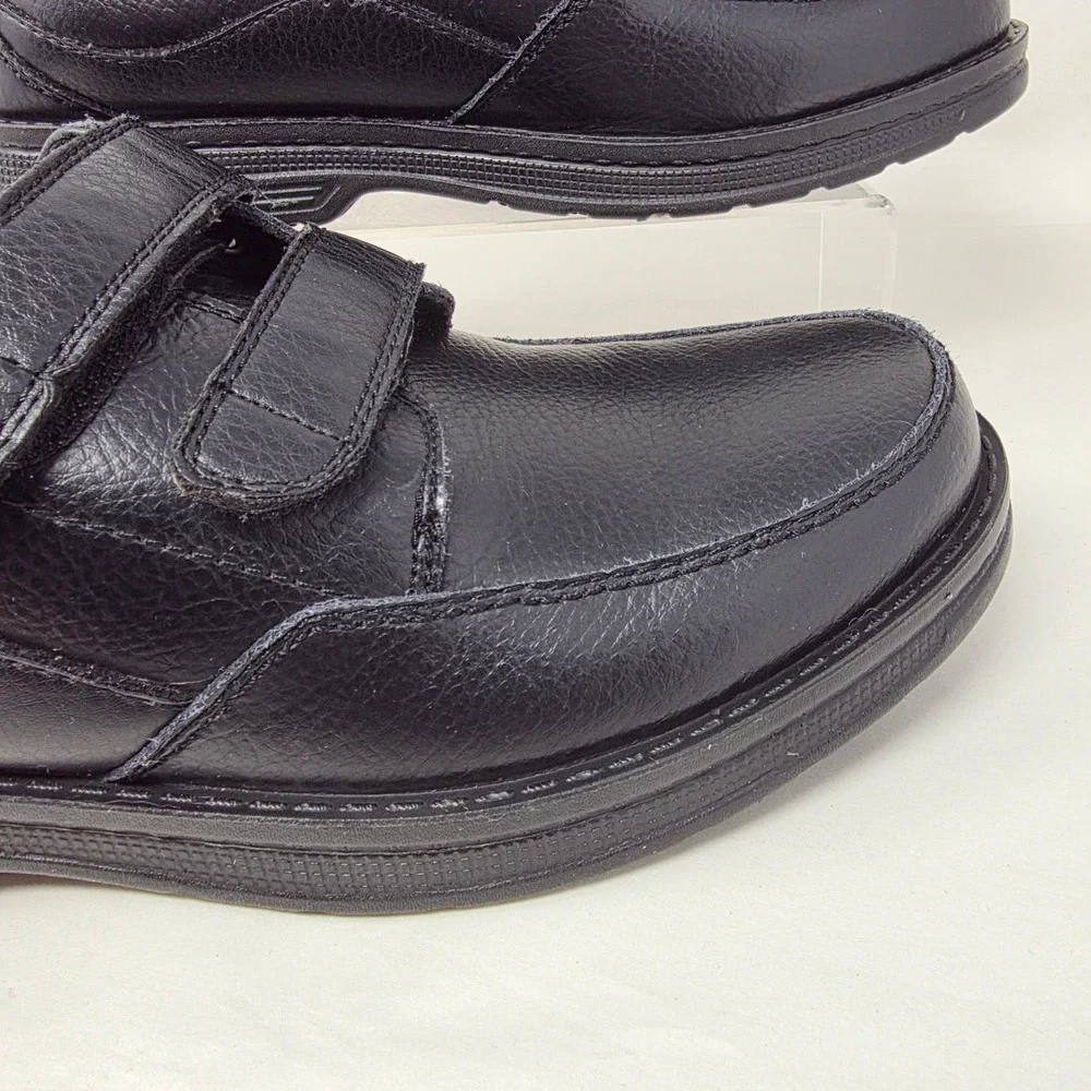 Dr. Scholls Matt Oxford Mens 9.5 Advanced Comfort Black Leather Strap Shoes Good